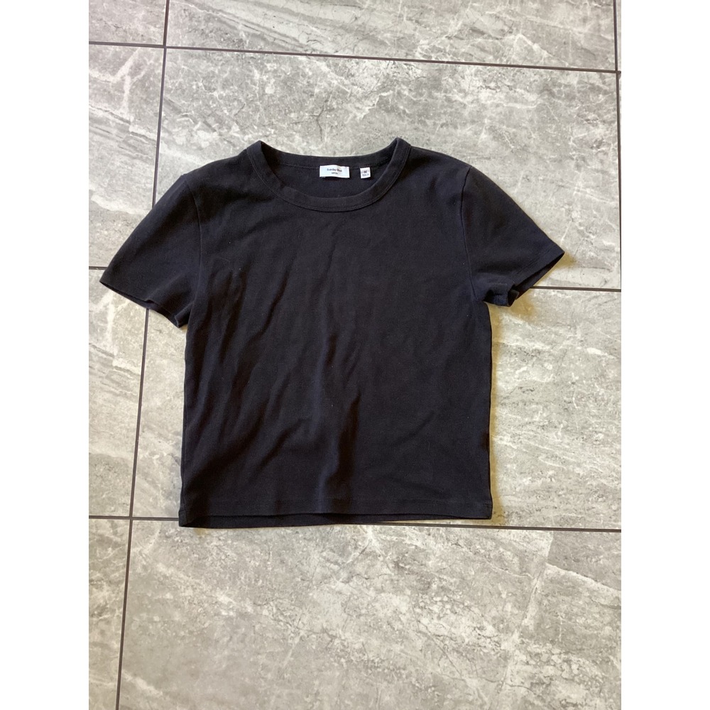 Sunday Best Aritzia Black Short Sleeve Crewneck T-Shirt Ribbed Basic Top Medium